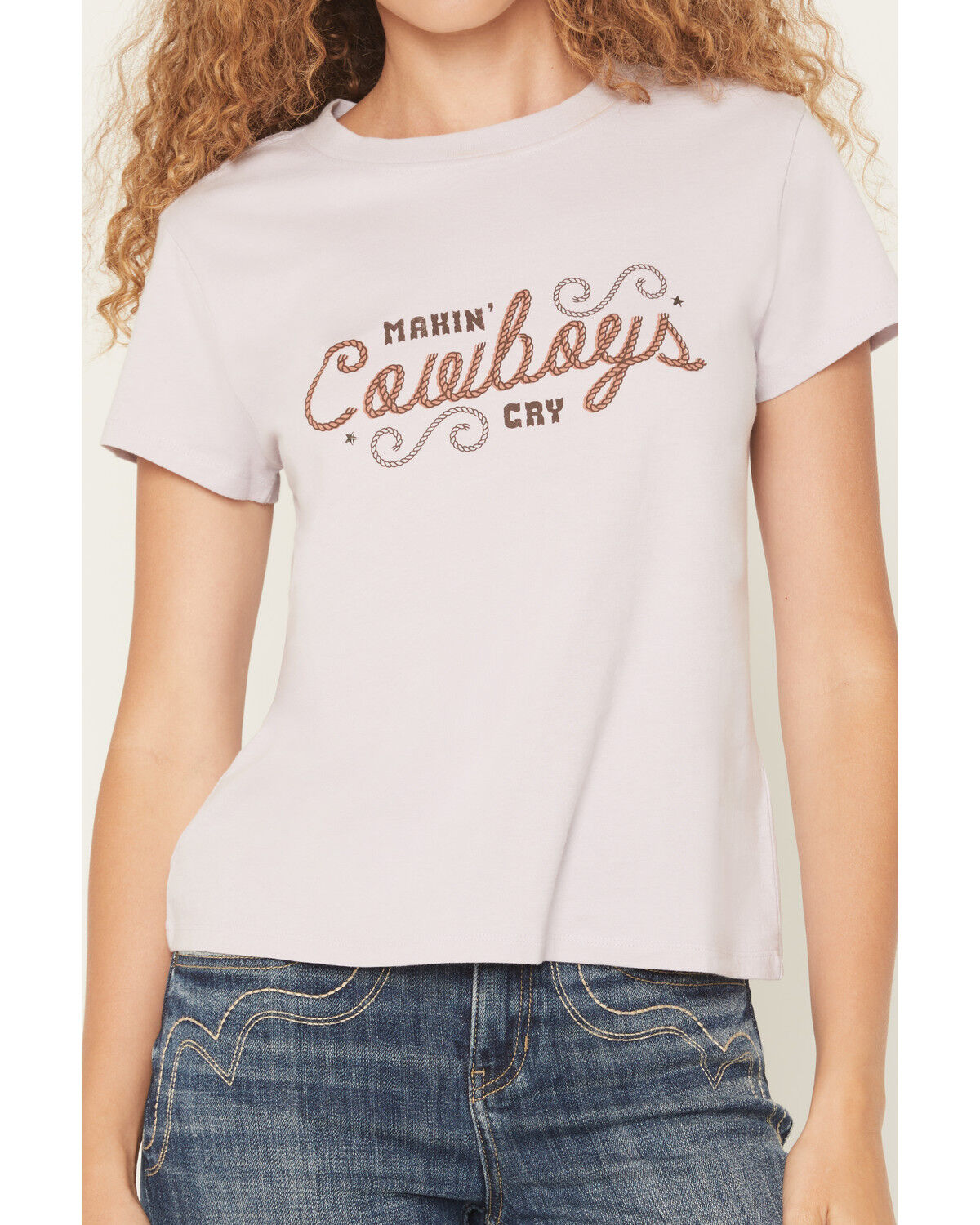 Image #3 - Idyllwind Women's Makin' Cowboys Cry Short Sleeve Graphic Baby Tee, Lilac, hi-res