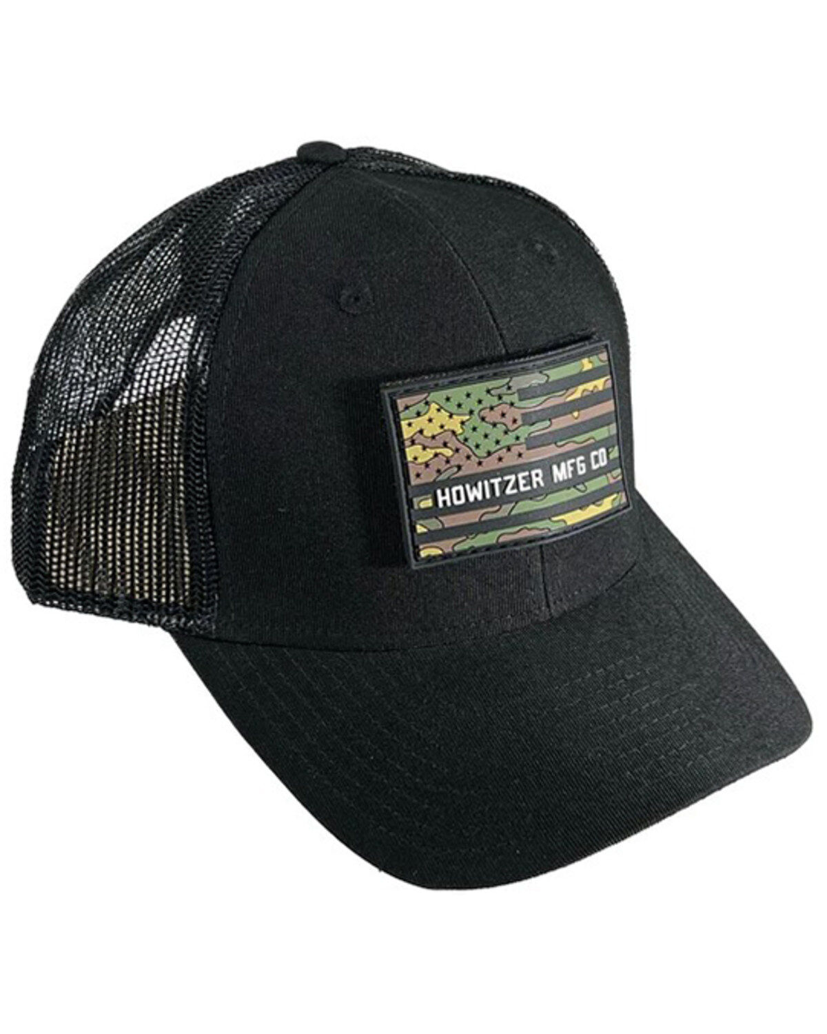 Image #1 - Howitzer Men's Camo Flag Logo Patch Ball Cap, Black, hi-res