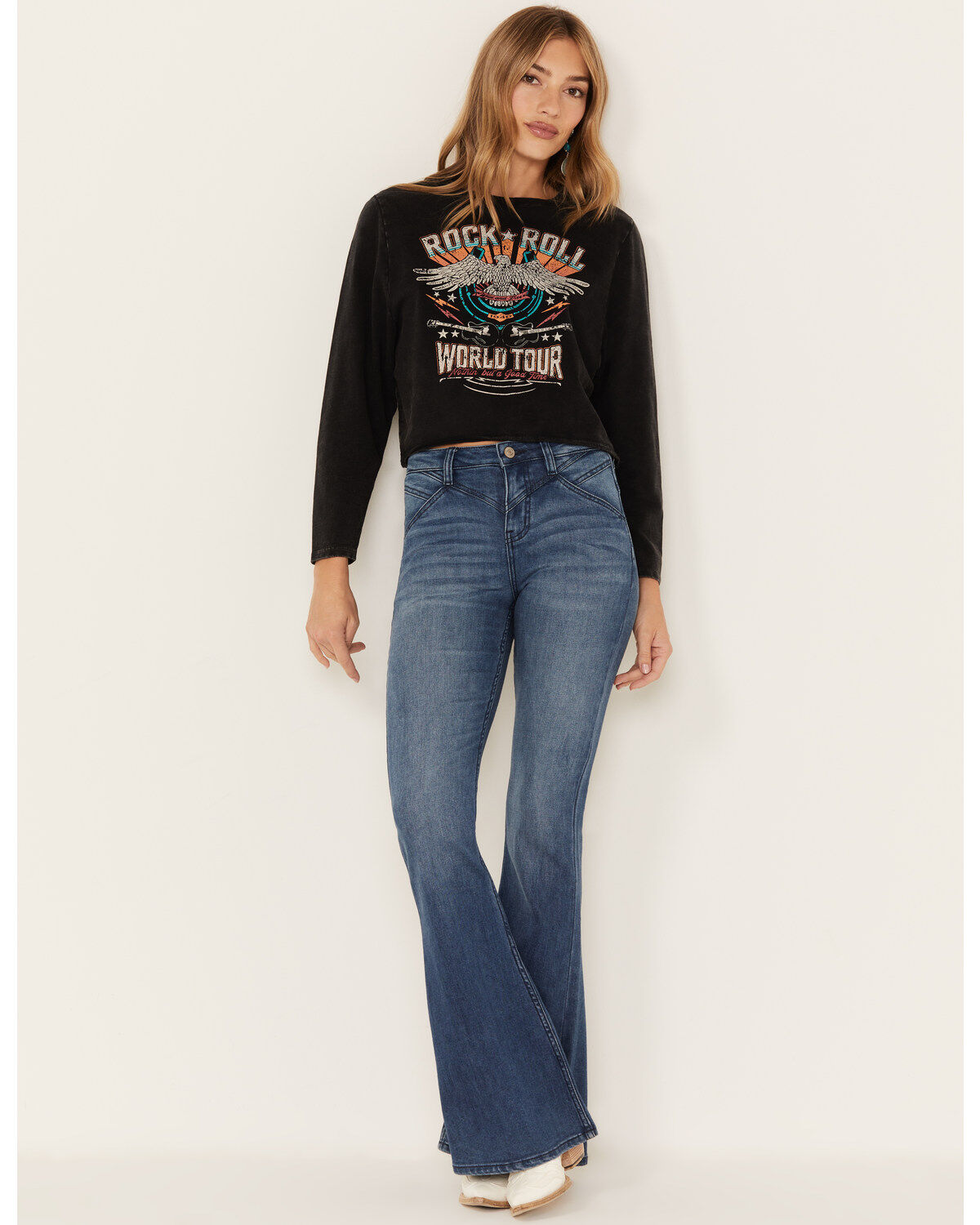 Product Name:  Shyanne Women's Medium Wash High Rise Eden Stretch Flare Jeans