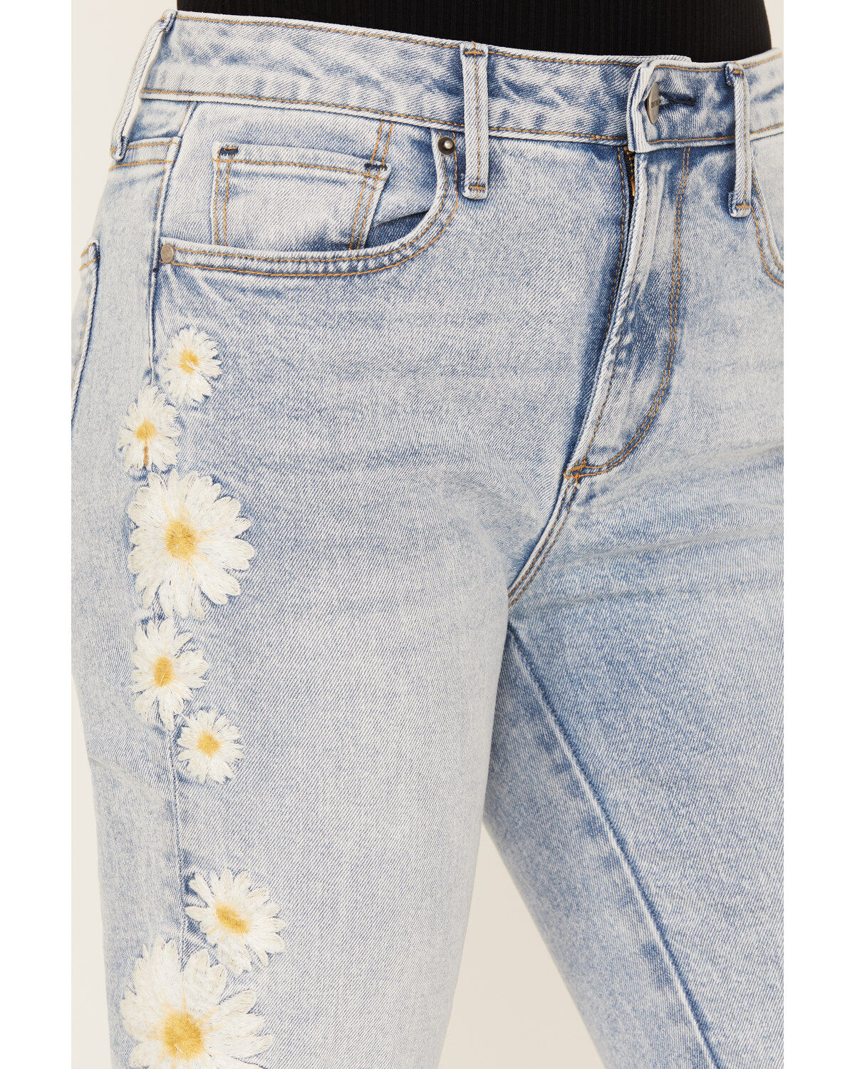 Image #2 - Driftwood Women's Daisy Daydream Light Wash High Rise Straight Cropped Jeans, Light Medium Wash, hi-res