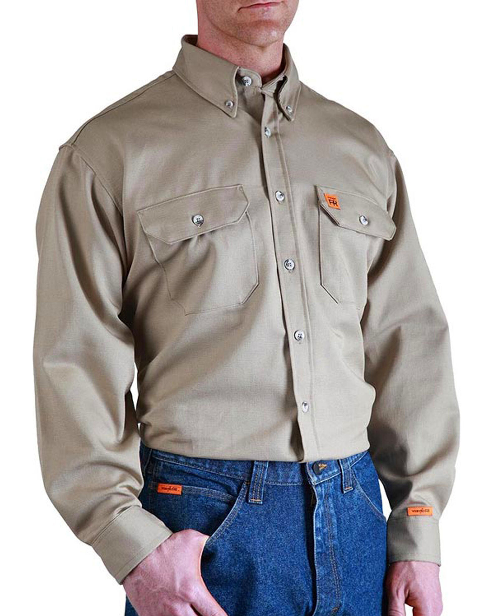 Product Name Wrangler Men s FR Long Sleeve Work Shirt Big Tall