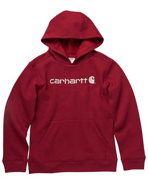 Carhartt Boys (4-7) Dark Red Logo Sleeve Fleece Sweatshirt , Red, hi-res