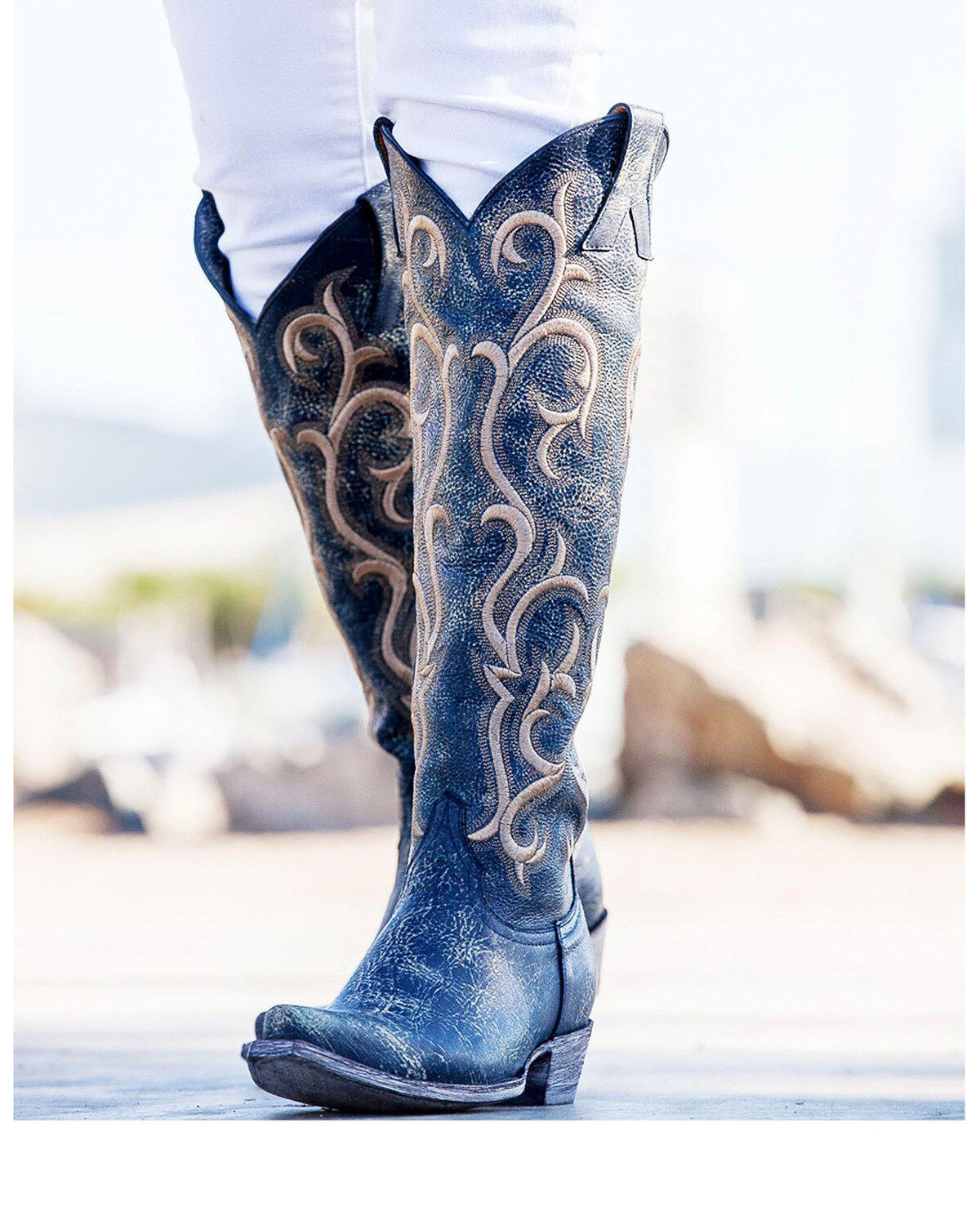 womens tall blue boots