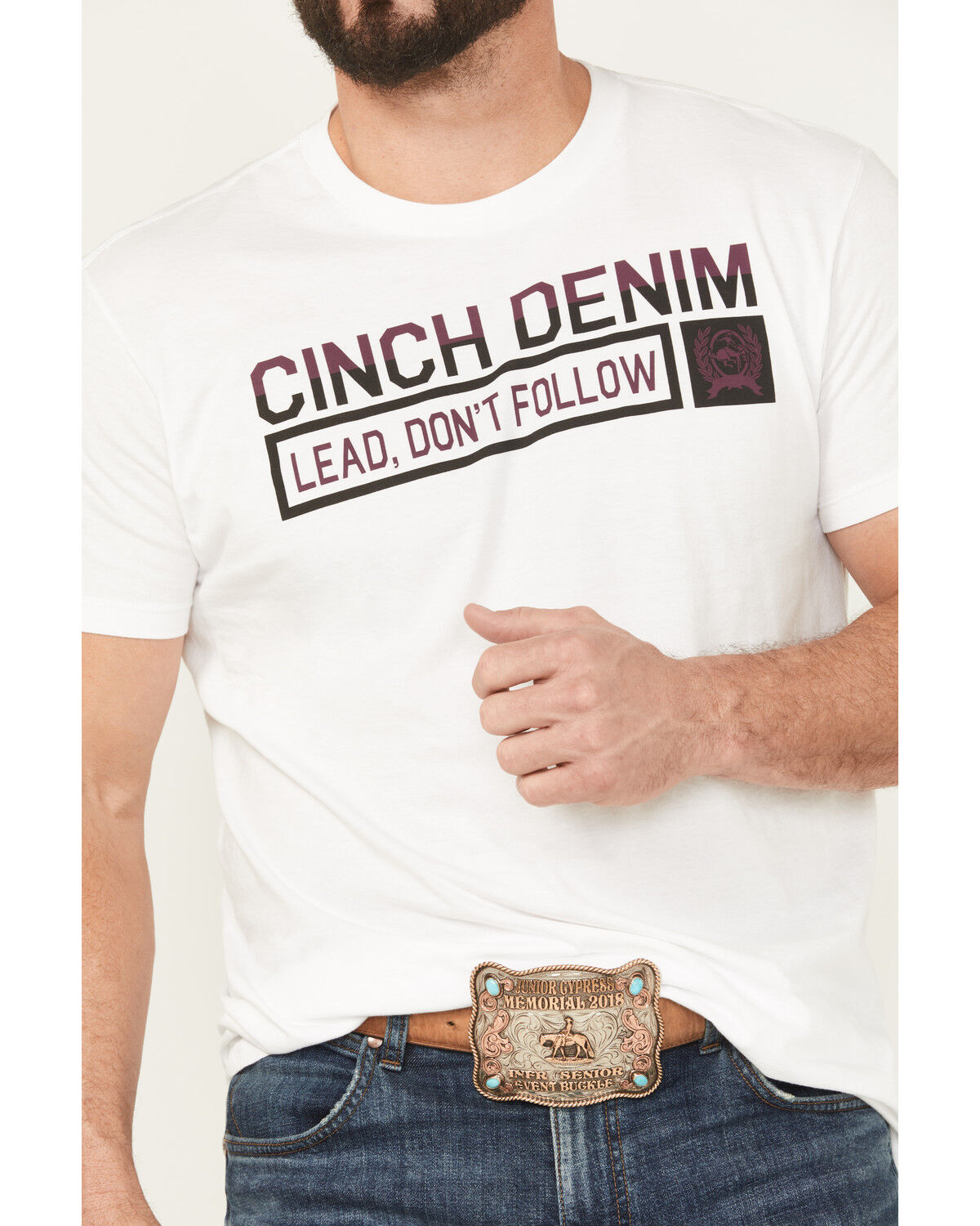 Image #3 - Cinch Men's Lead Don't Follow Short Sleeve Graphic T-Shirt, White, hi-res