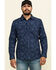 Moonshine Spirit Men's Floral Camo Print Long Sleeve Western Shirt , Navy, hi-res