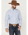 Rough Stock By Panhandle Men's Dobby Geo Print Long Sleeve Button Down Western Shirt , Light Blue, hi-res