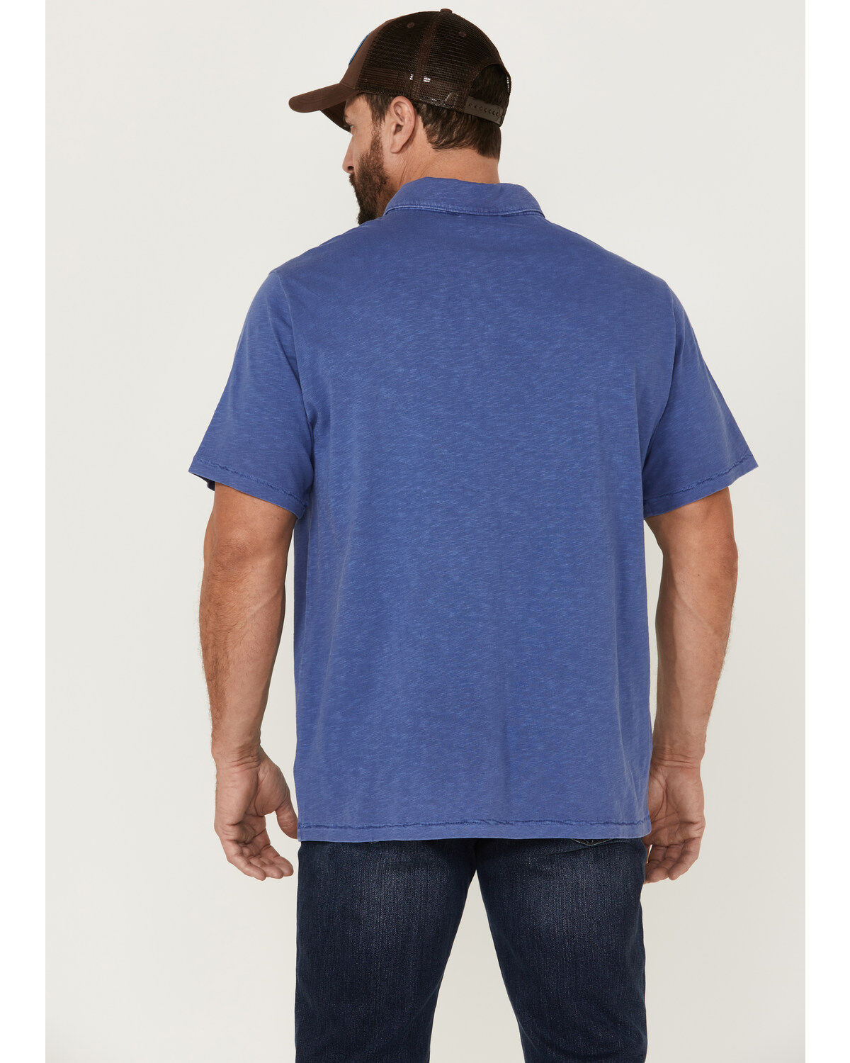 Image #4 - Brothers and Sons Men's Solid Slub Short Sleeve Polo Shirt, Blue, hi-res