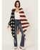Image #1 - Shyanne Women's Americana Fringe Crochet Shawl, Red/white/blue, hi-res