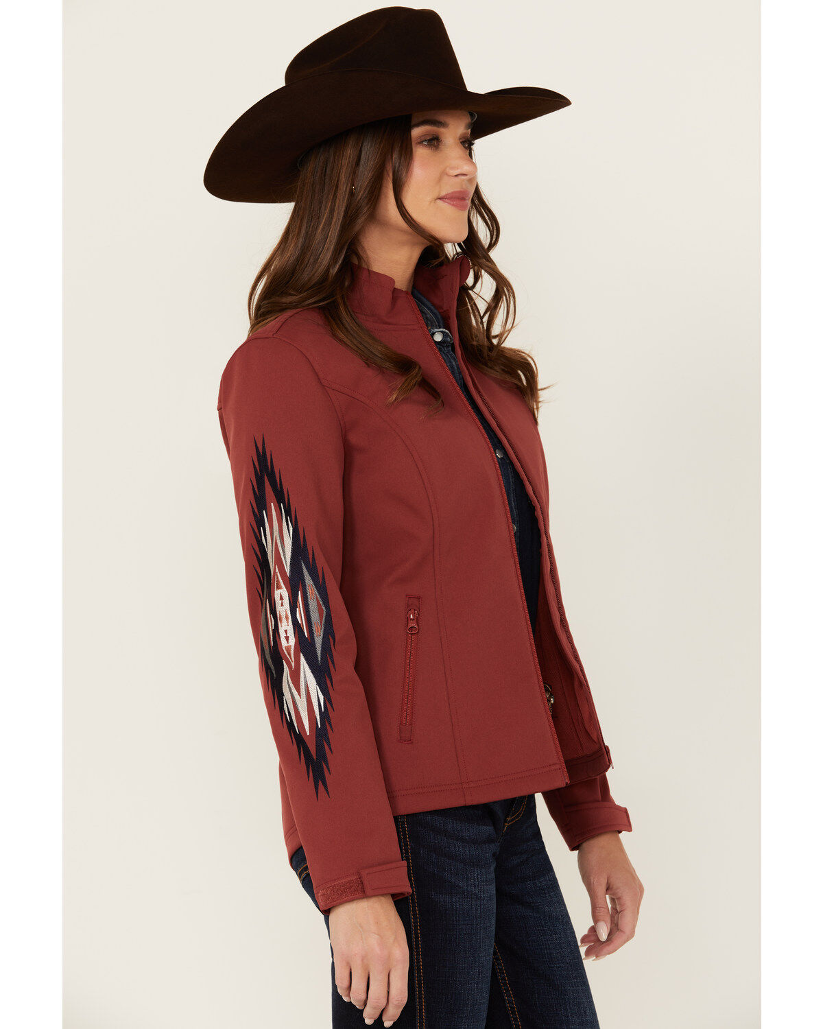Image #2 - Shyanne Women's Kalo Embroidered Softshell Jacket, Brick Red, hi-res