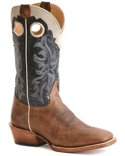 Roper Men's Ride 'Em Cowboy Burnish Western Boots - Square Toe , Tan, hi-res