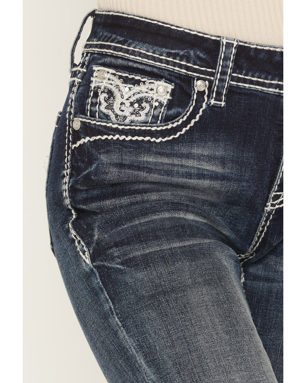 Product Name:  Grace in LA Women's Medium Wash Mid Rise Embellished Bootcut Denim Jeans