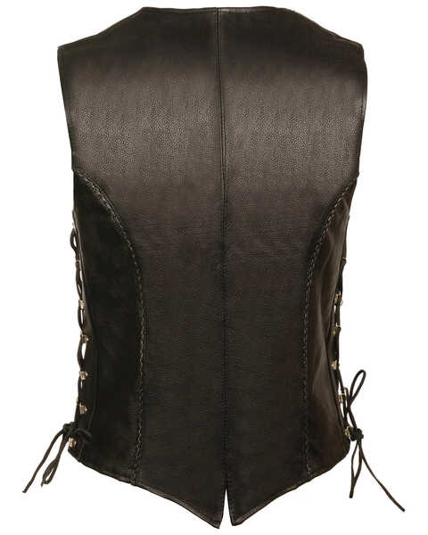 Image #2 - Milwaukee Leather Women's Snap Front Vest With Thin Braid - 4X, Black, hi-res