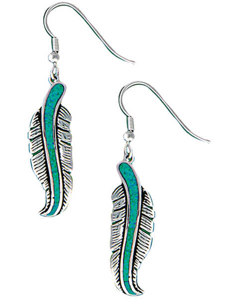 Image #1 - Montana Silversmiths Women's Storyteller Feather Dangle Earrings, Silver, hi-res