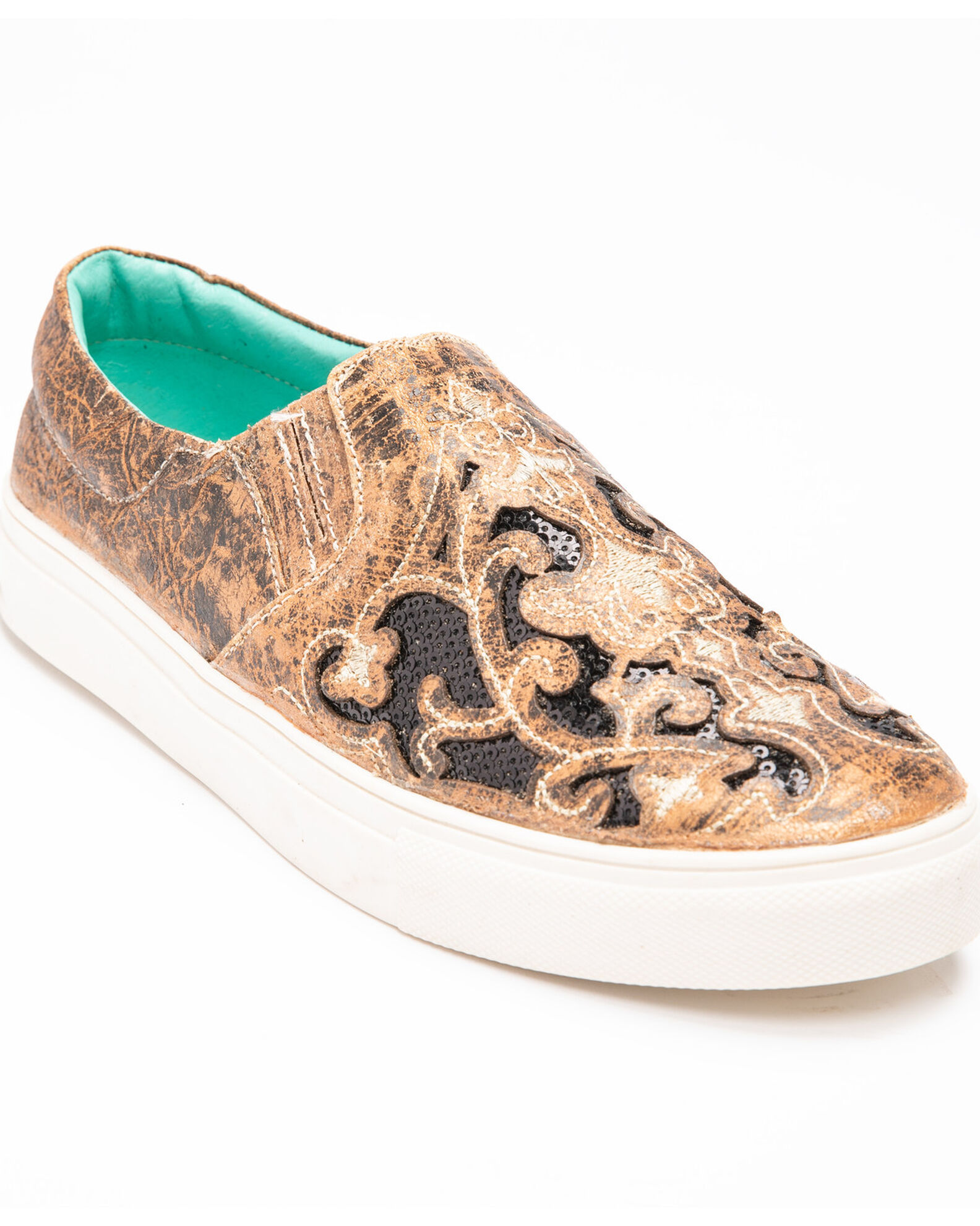 Corral Women s Floral Embroidered Glitter Inlay Sneakers Boot Barn