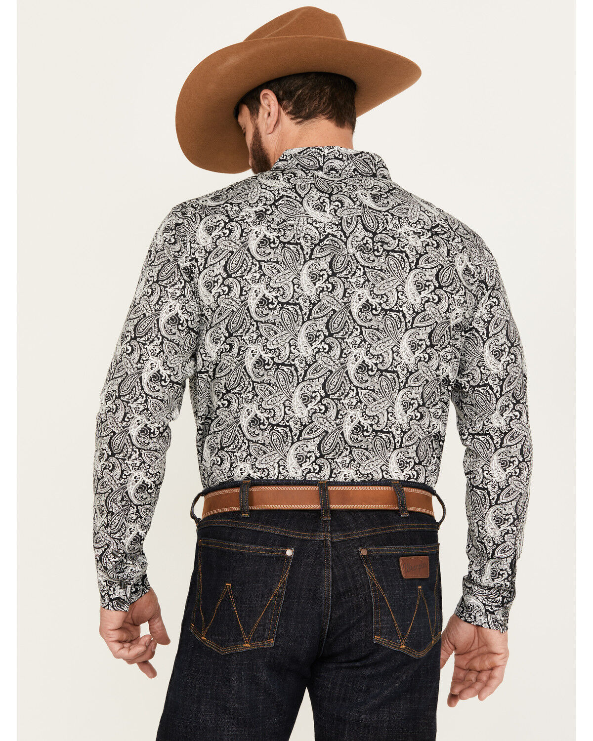 Image #4 - Cody James Men's Mamba Paisley Print Long Sleeve Western Snap Shirt - Tall, Black, hi-res