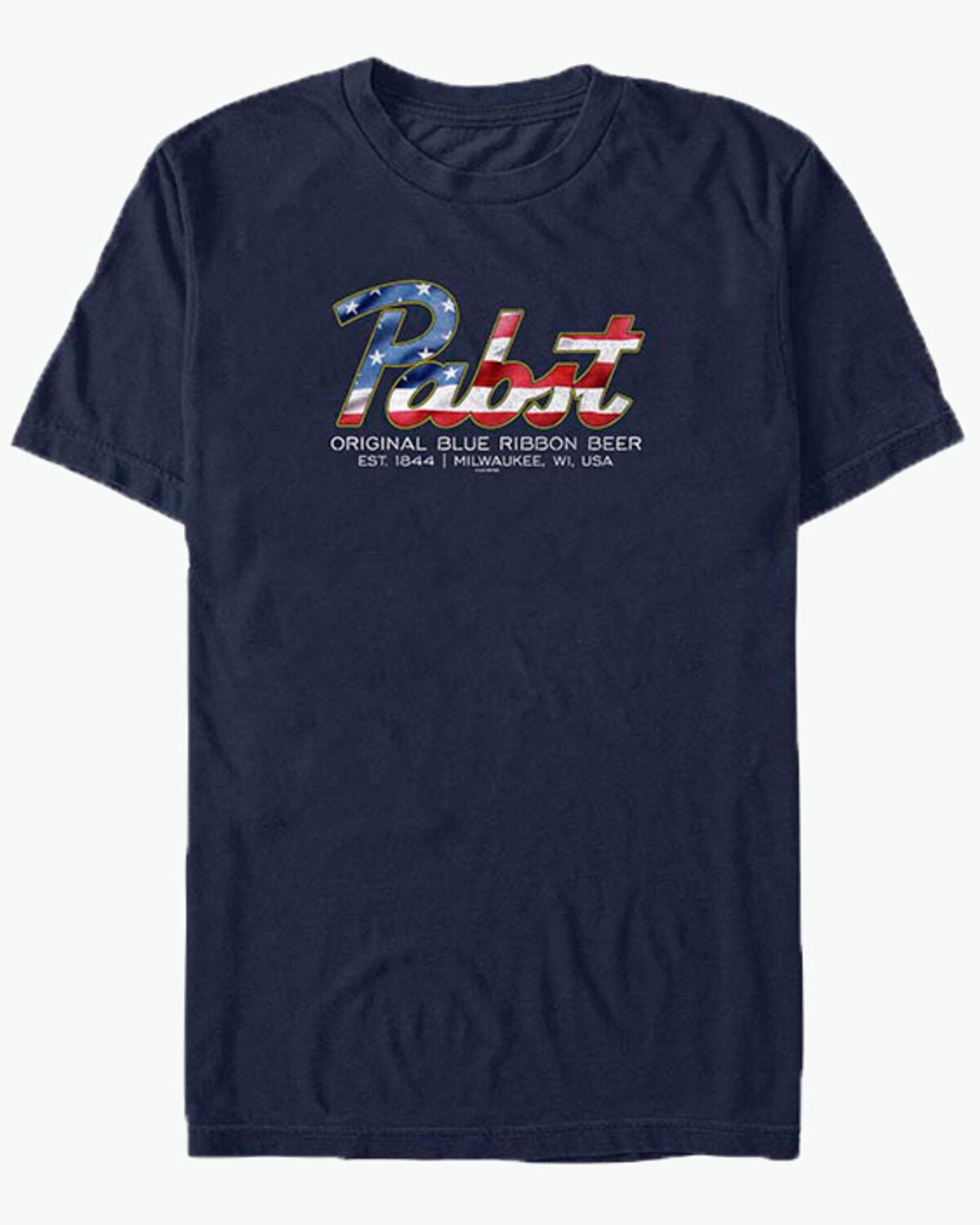 Image #1 - Pabst Men's Patriotic Logo Short Sleeve Graphic T-Shirt, Navy, hi-res