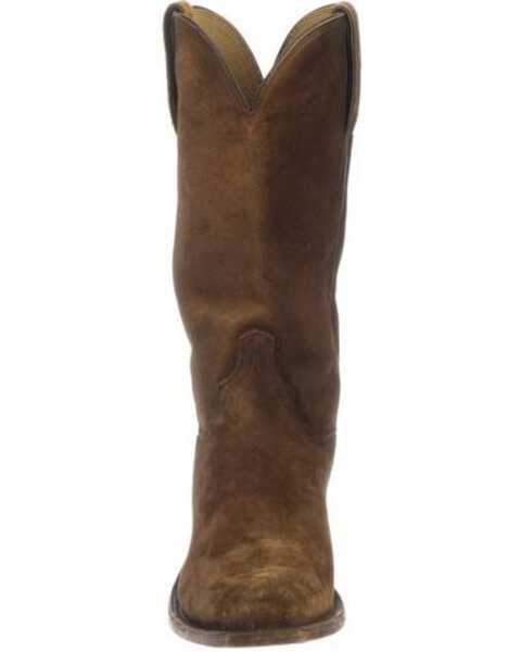 Image #5 - Lucchese Men's Livingston Cognac Suede Western Boots - Narrow Square Toe, , hi-res