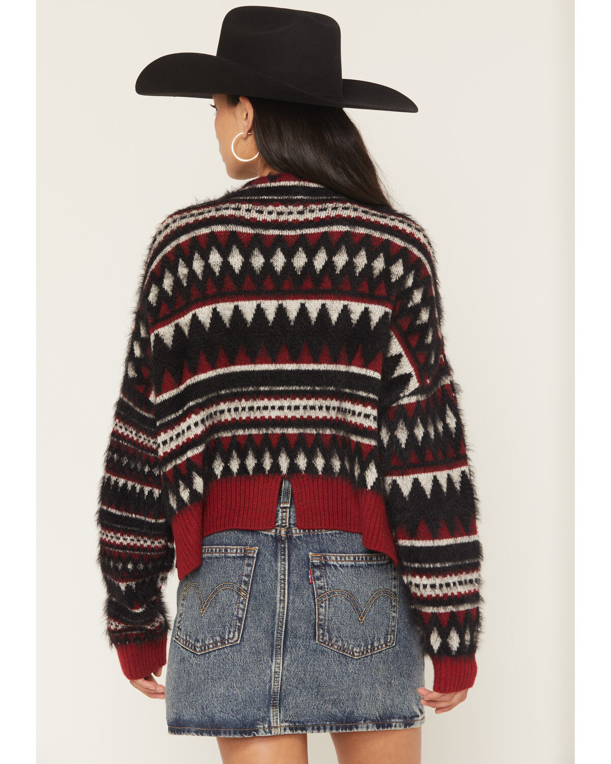 Image #4 - Rock & Roll Denim Women's Southwestern Print Sweater, Black, hi-res