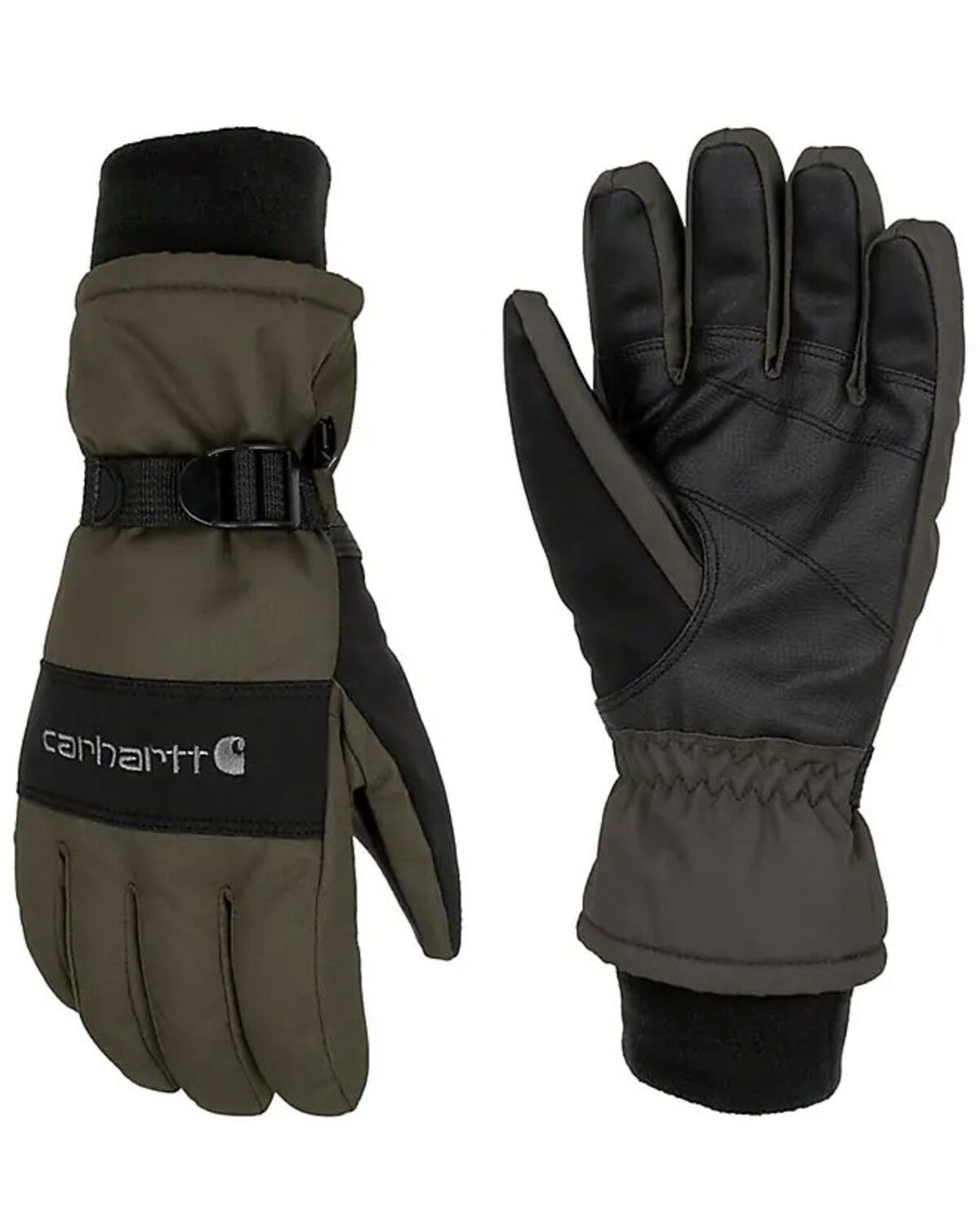 Image #1 - Carhartt Waterproof Insulated Knit Cuff Gloves, Olive, hi-res