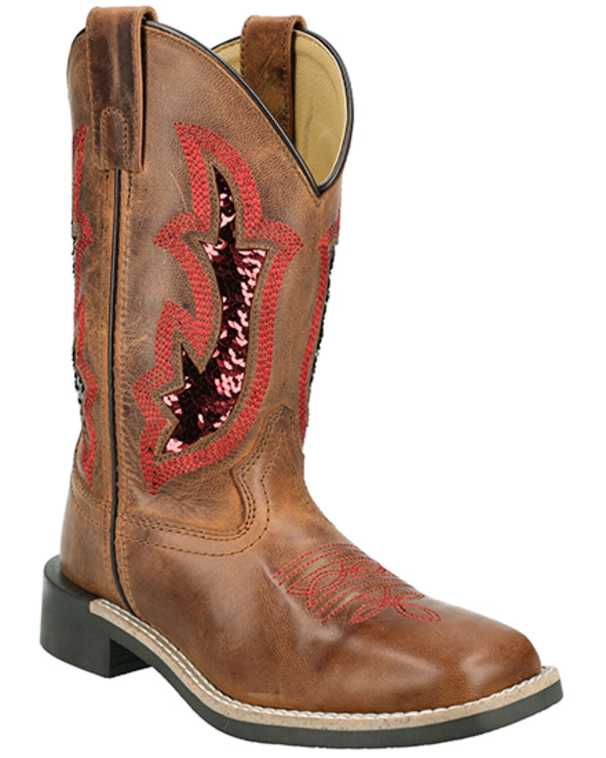 Image #1 - Smoky Mountain Girls' Nevada Western Boots - Broad Square Toe, Brown, hi-res