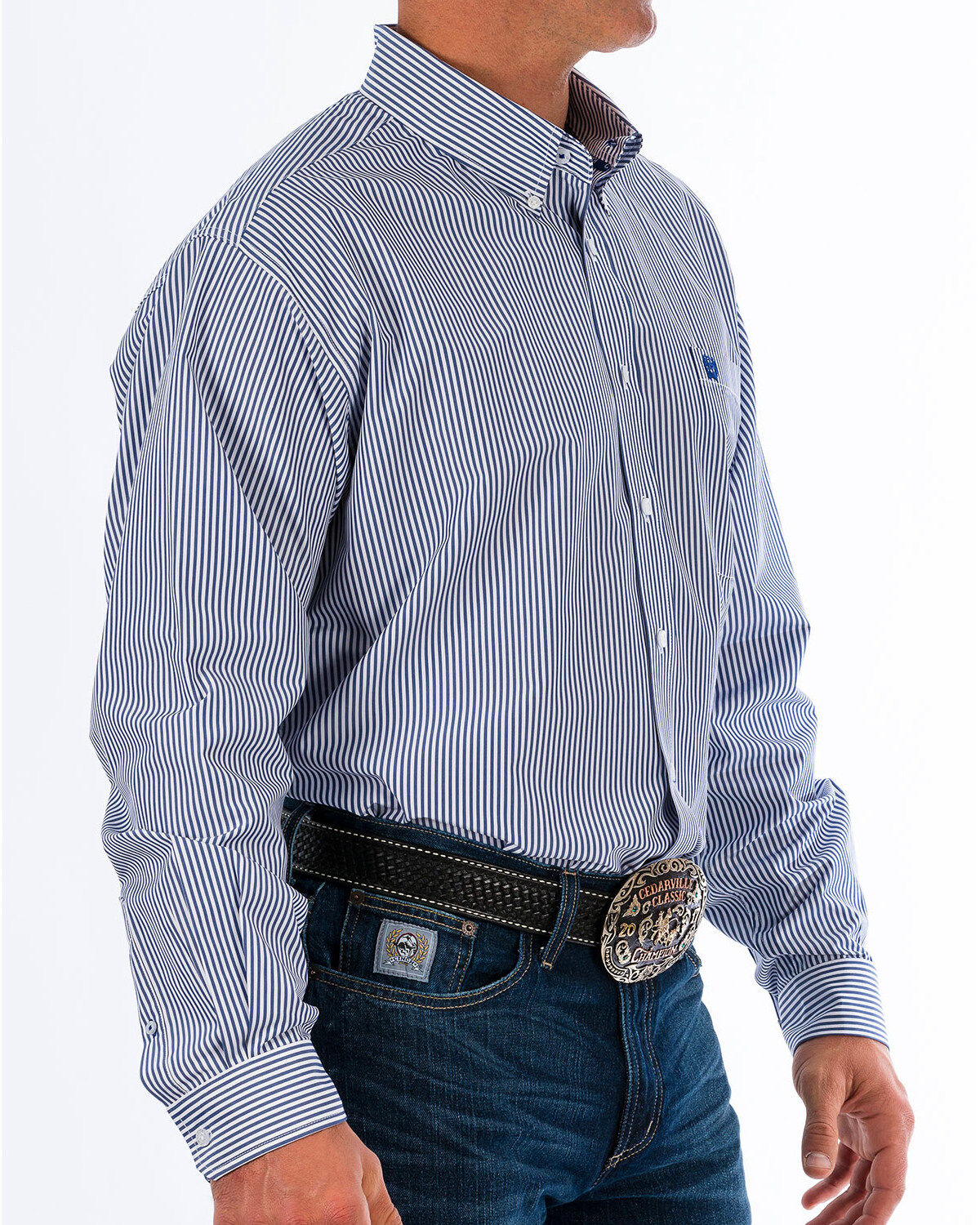 Cinch Men's Royal Blue Striped Western Shirt - Big & Tall