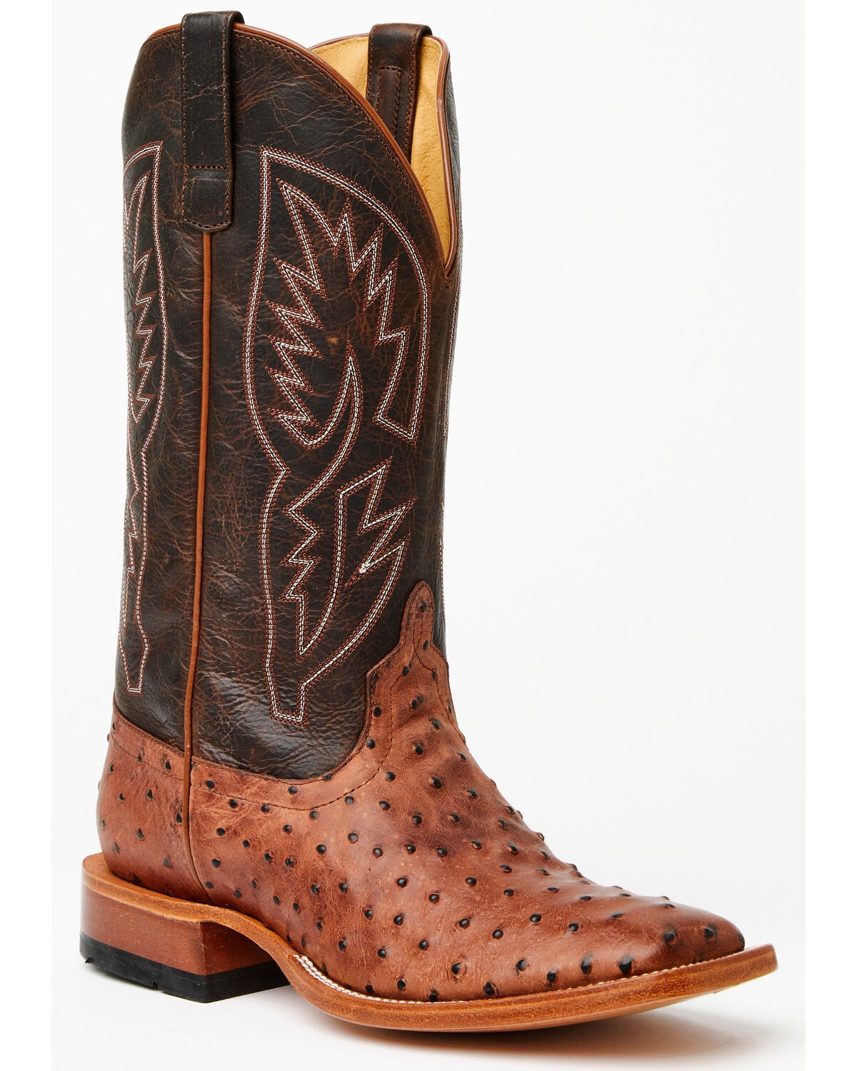 Horse Power Men's Boot Barn Exclusive Ostrich Print Tall Western Boots - Broad Square Toe, Cognac, hi-res