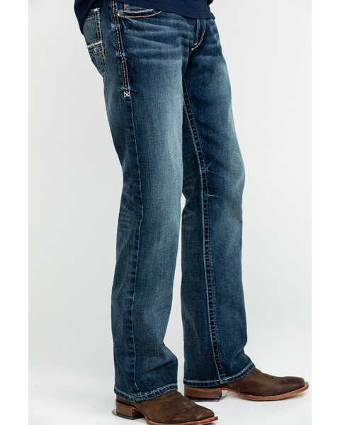 Image #3 - Ariat Men's M5 Lennox Stretch Stackable Slim Straight Jeans , Blue, hi-res