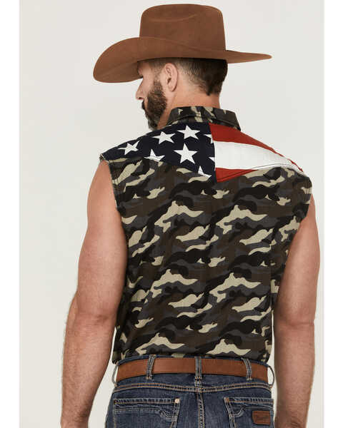 Image #4 - Cody James Men's Alpha Camo Print Bubba Sleeveless Snap Western Shirt , Camouflage, hi-res