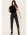 Rock & Roll Denim Women's Dark Wash High Rise Fringe Cropped Straight Jeans, Black, hi-res