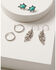 Image #1 - Lainey Wilson Women's Feather Drop Trio Earring Set - 3 Piece, Silver, hi-res