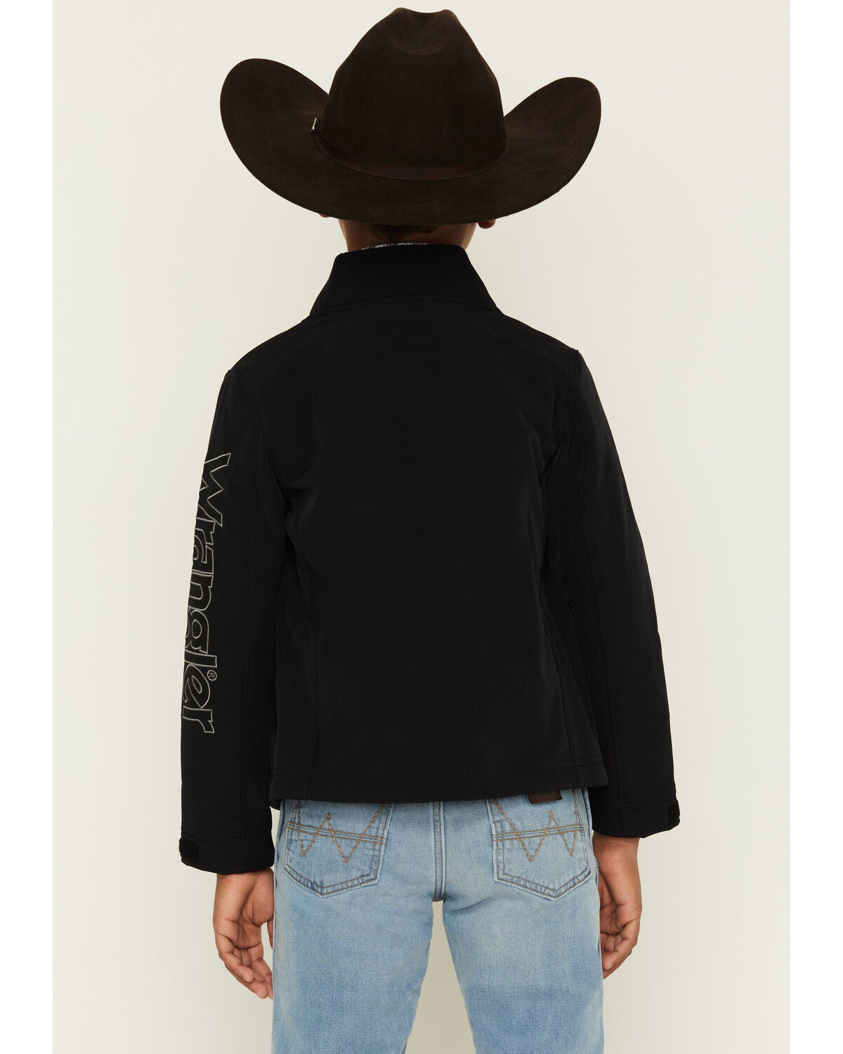 Image #4 - Wrangler Boys' Western Trail Team Logo Zip Jacket, Black, hi-res