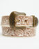 Image #1 - Wrangler Women's Floral Embossed Leather Belt, Off White, hi-res