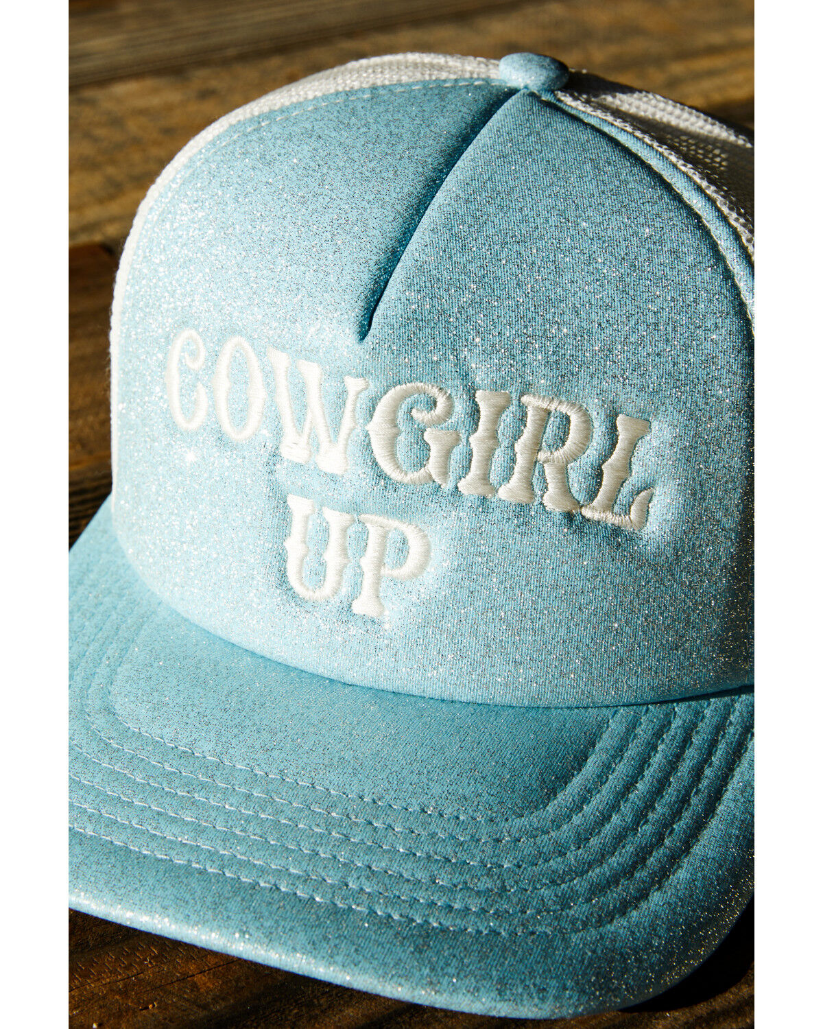 Image #2 - Shyanne Girls' Cowgirl Up Glitter Foam Ball Cap, Light Blue, hi-res