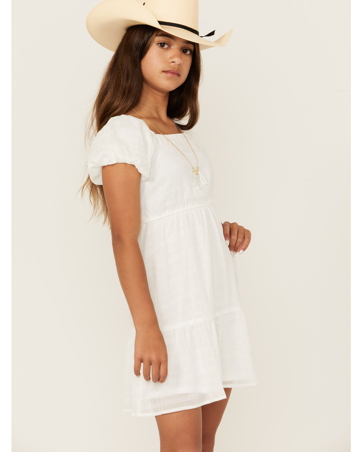 Image #2 - Trixxi Girls' Puff Sleeve Bow Tied Dress, , hi-res