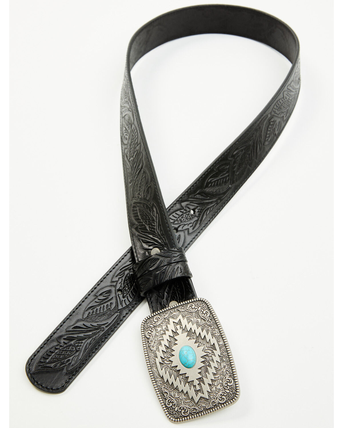 Image #2 - Cody James Men's Palmer Tooled Leather Belt, Black, hi-res