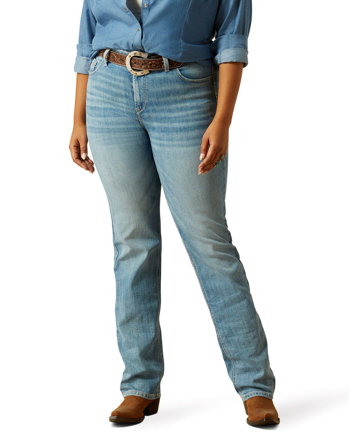 Ariat Women's Yara Light Wash Straight Stretch Denim Jeans - Plus