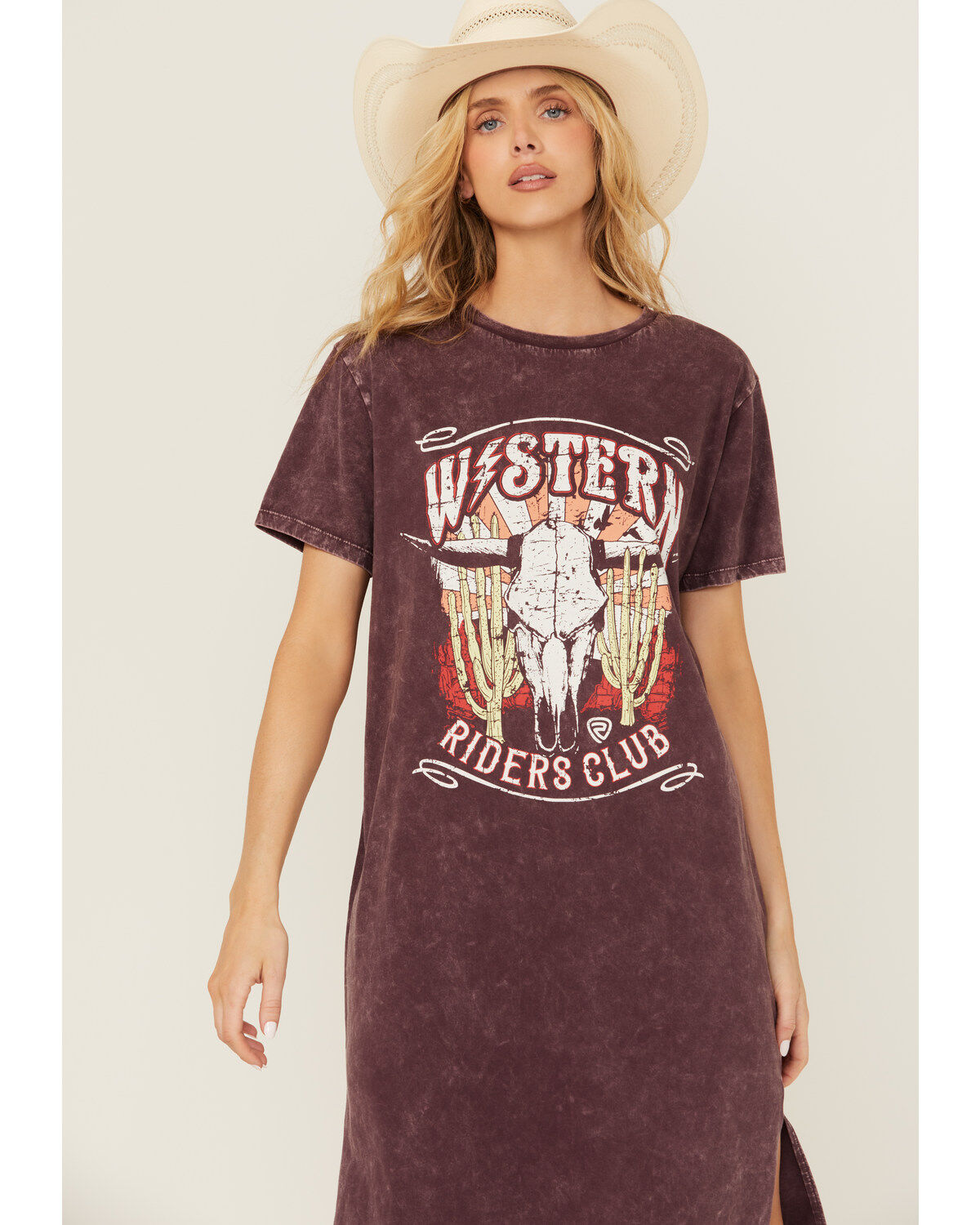 Image #2 - Rock & Roll Denim Women's Graphic Short Sleeve Maxi Dress, Purple, hi-res