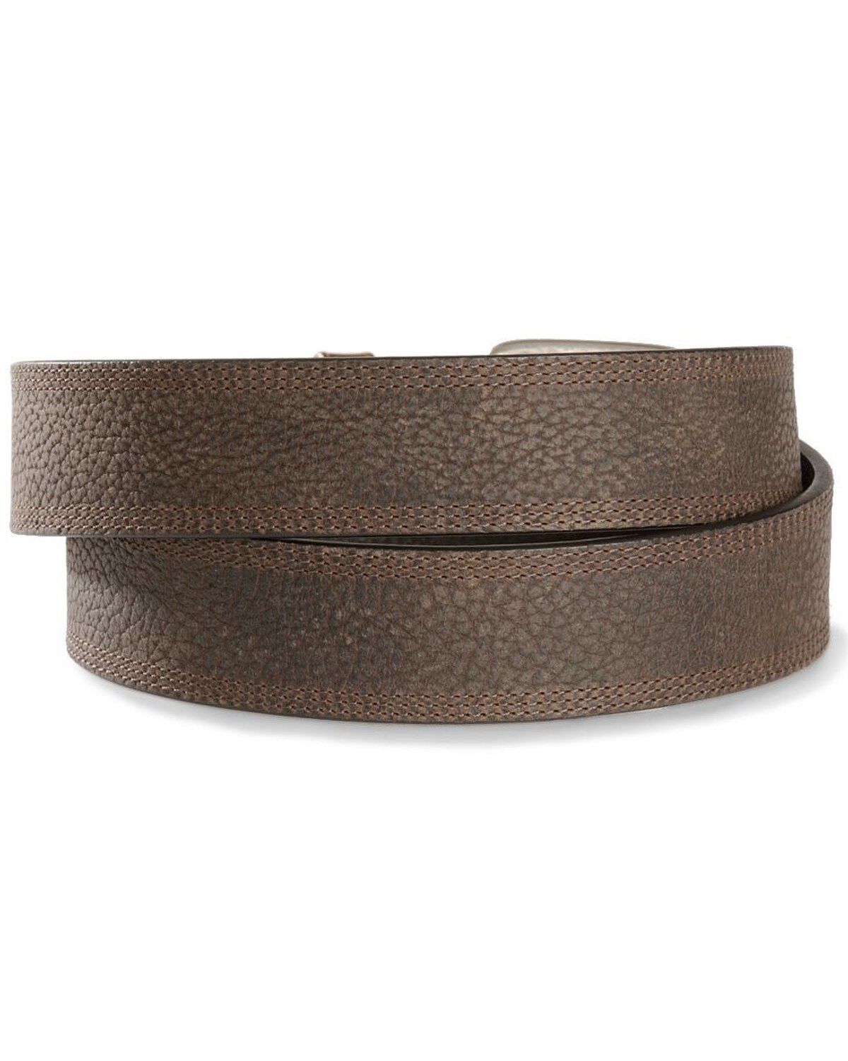 Image #2 - Ariat Men's Brown Triple-Stitch Oiled Rowdy Belt - Reg & Big, , hi-res