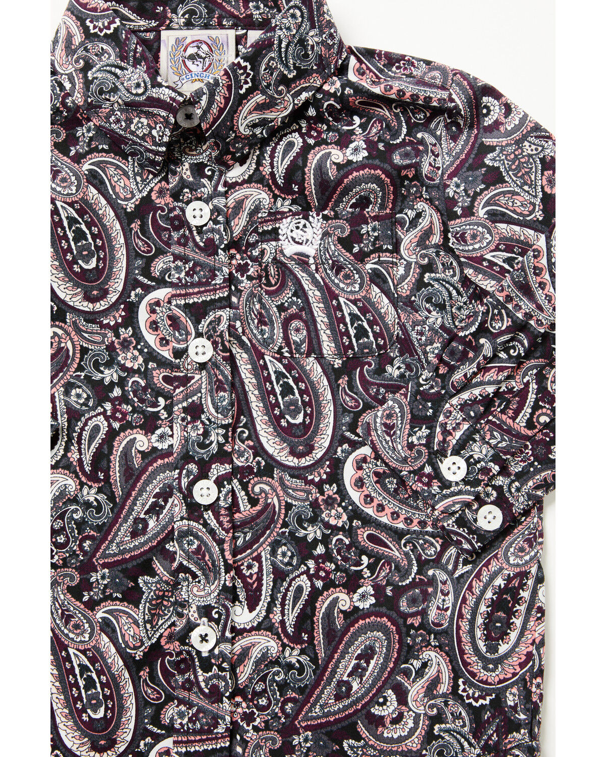 Image #2 - Cinch Infant Boys' Paisley Print Long Sleeve Button-Down Western Shirt, Purple, hi-res