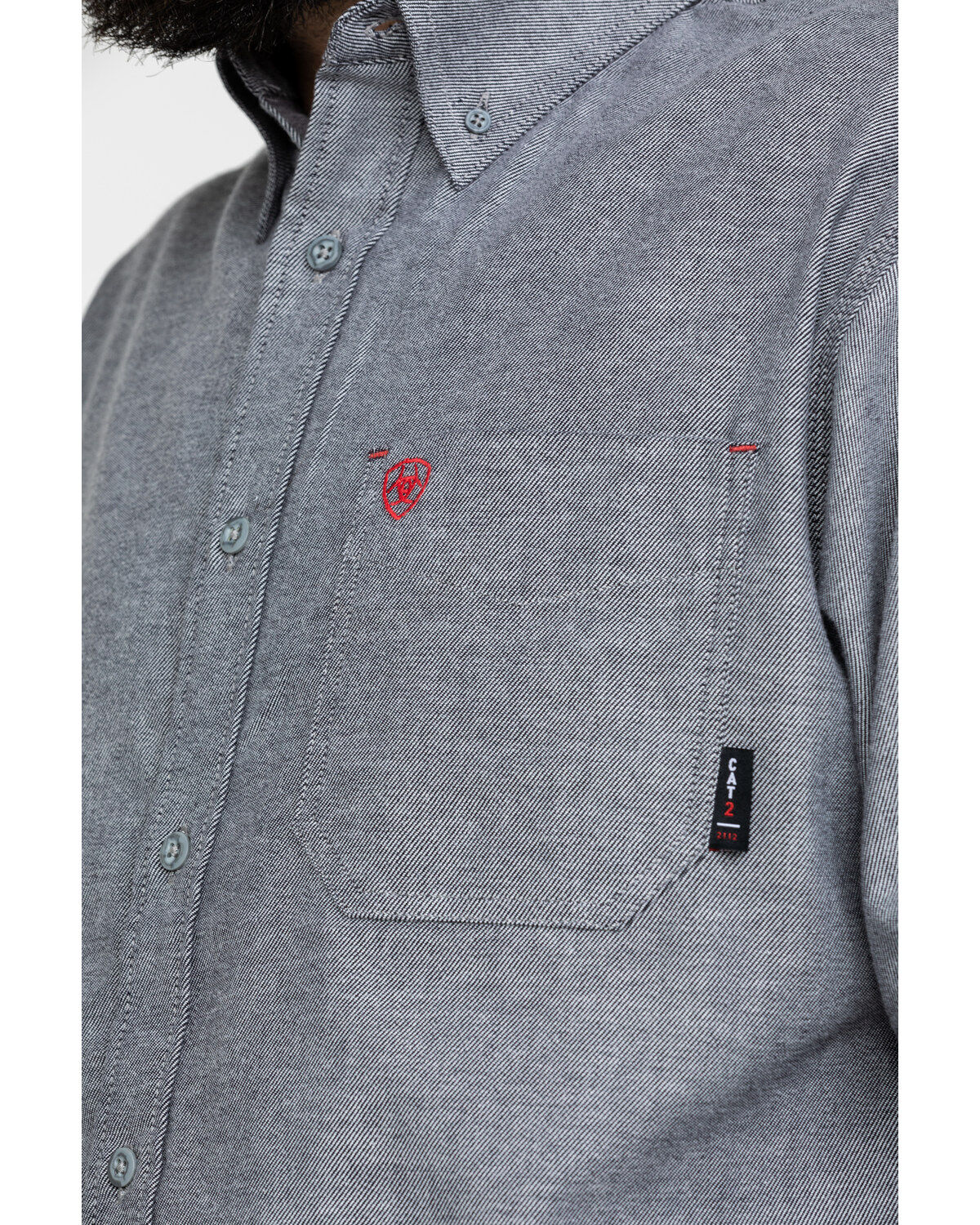 Image #3 - Ariat Men's FR Solid Durastretch Long Sleeve Work Shirt, Navy, hi-res