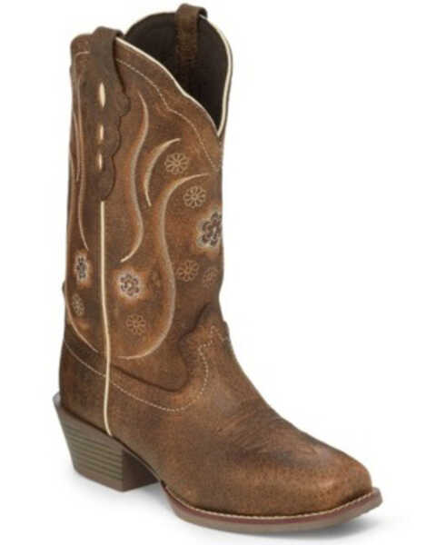 Image #1 - Justin Women's Brown Buffalo Western Boots - Square Toe, , hi-res