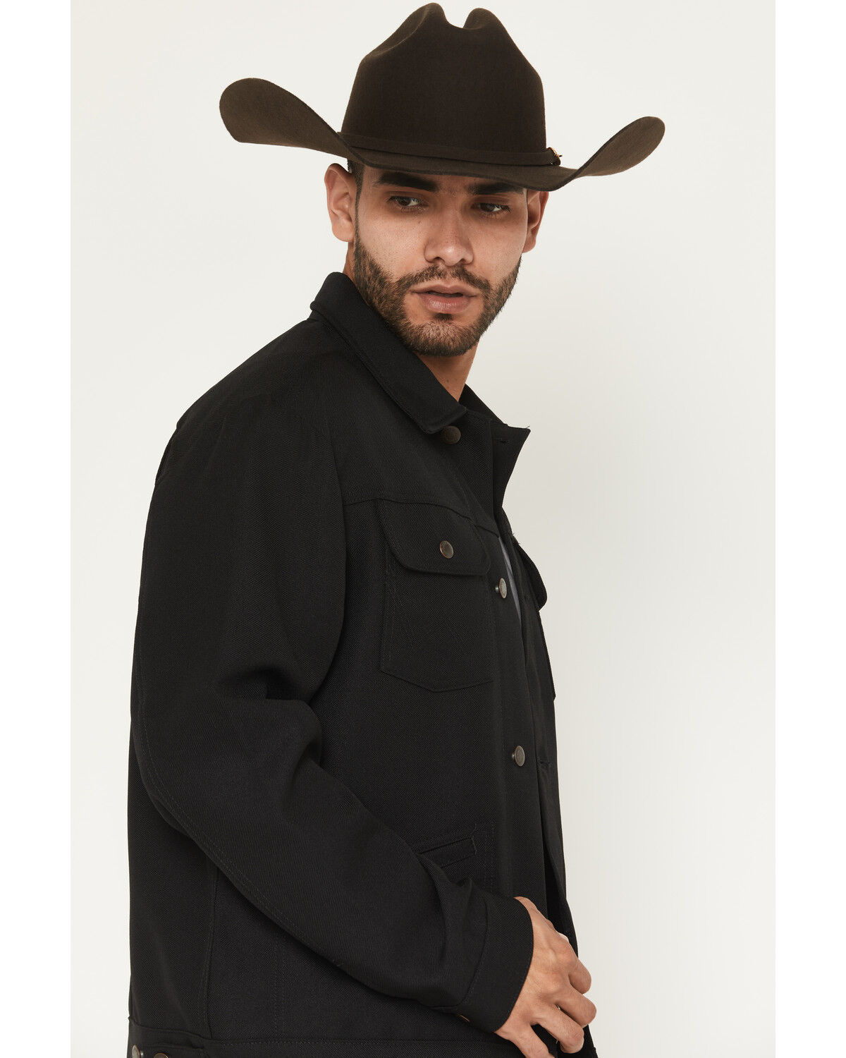 Image #2 - Wrangler Men's Wrancher® Button-Down Jacket, Black, hi-res