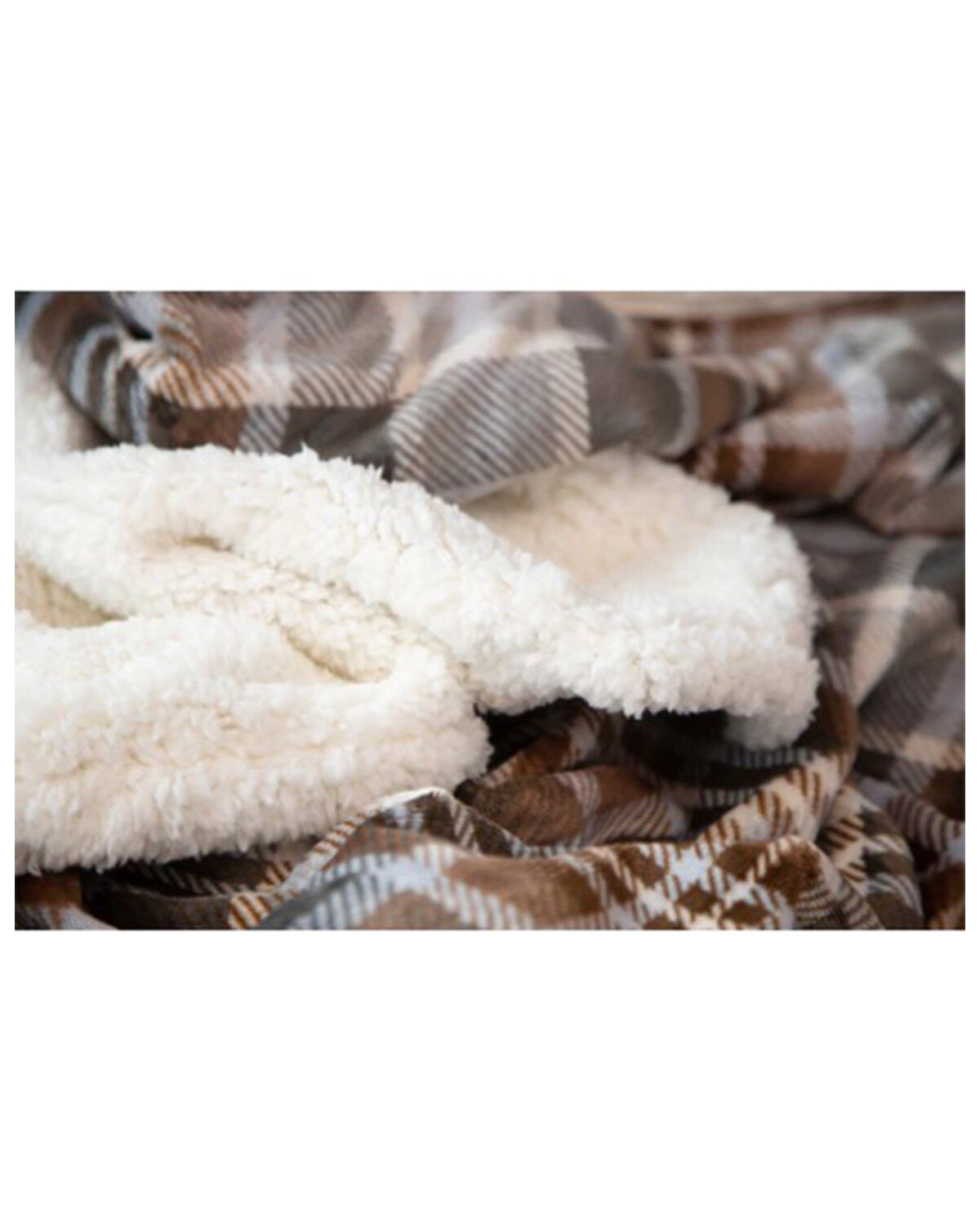 Image #4 - Carstens Home Plaid Plush Sherpa Throw, Grey, hi-res