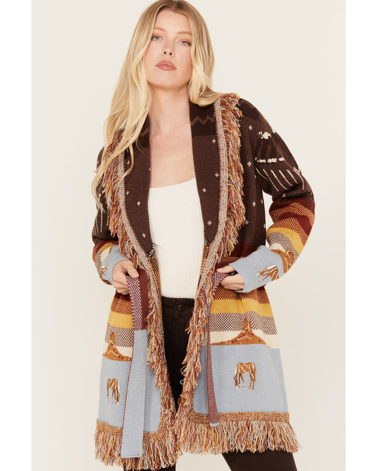 Image #2 - Idyllwind Women's Desert Nights Cardigan, Brown, hi-res