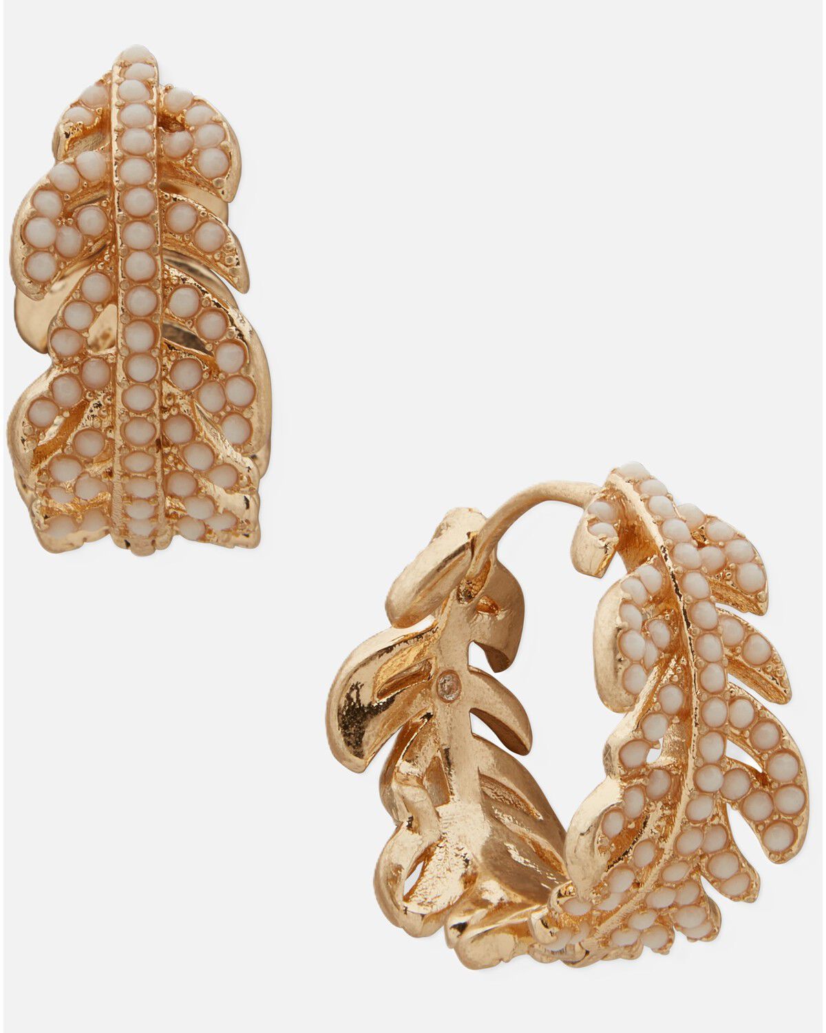 Image #1 - Lainey Wilson Women's Feather Hoop Earrings, Gold, hi-res