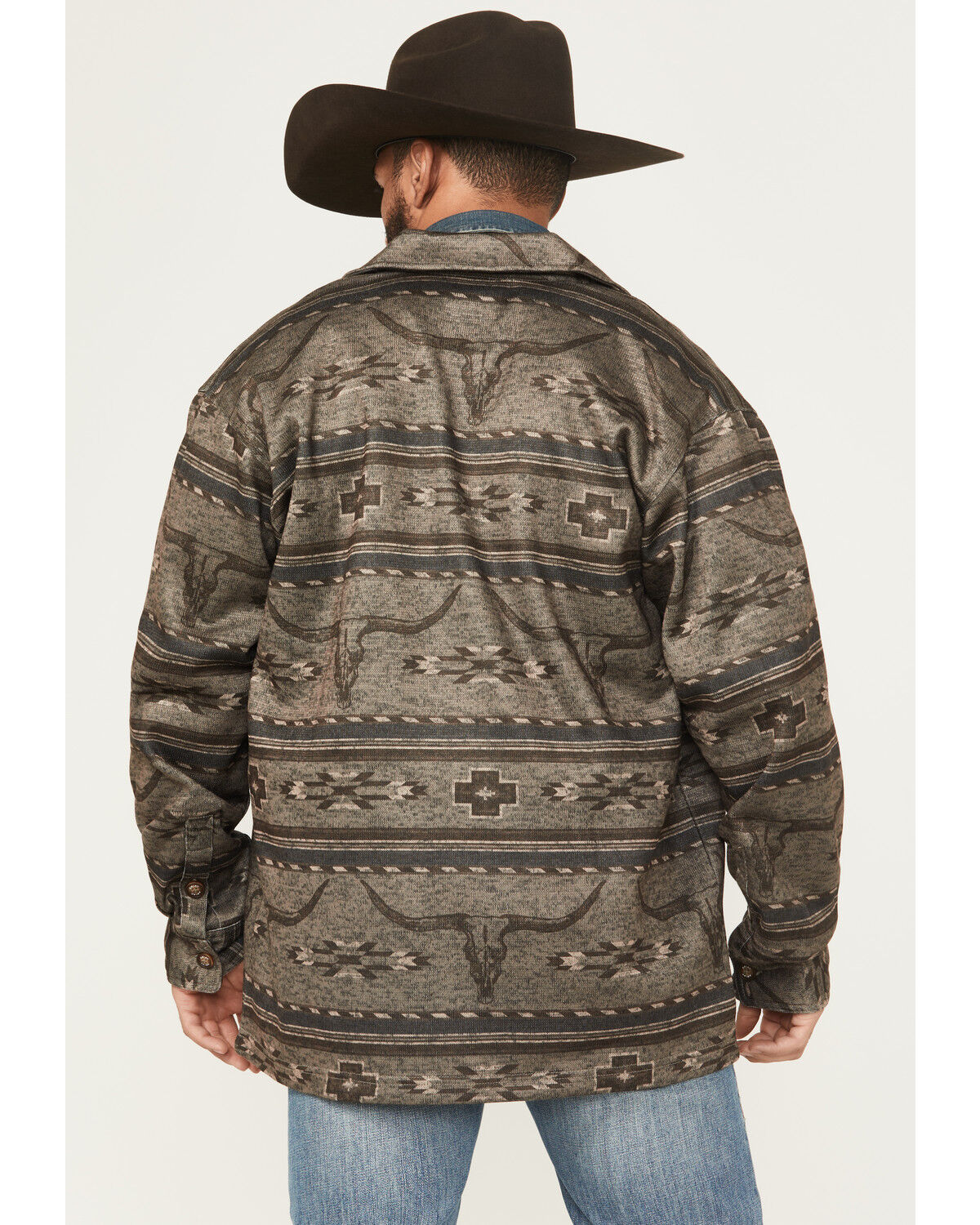 Image #4 - Ariat Men's Caldwell Southwestern Print Long Sleeve Button-Down Shirt Jacket, Brown, hi-res