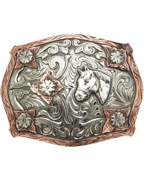 AndWest Vintage "Stanton" Two-Tone Horse Head Buckle, Two Tone, hi-res