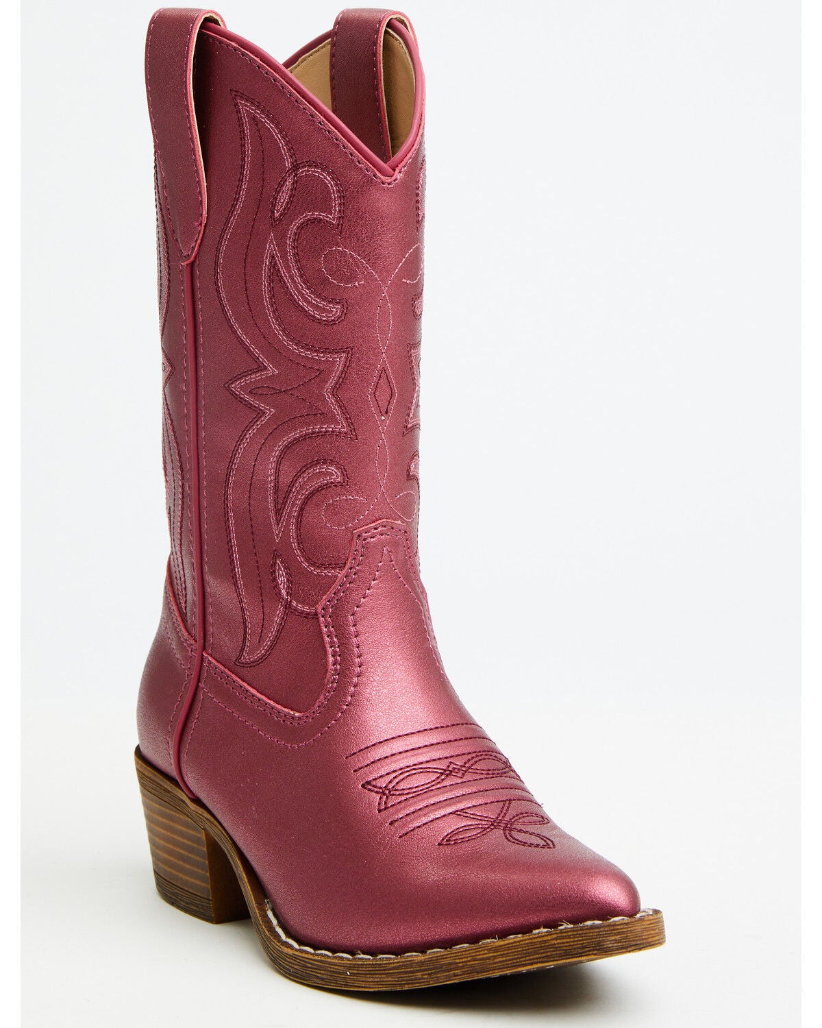 Shyanne Girls' Harper Metallic Western Boots - Round Toe, Pink, hi-res