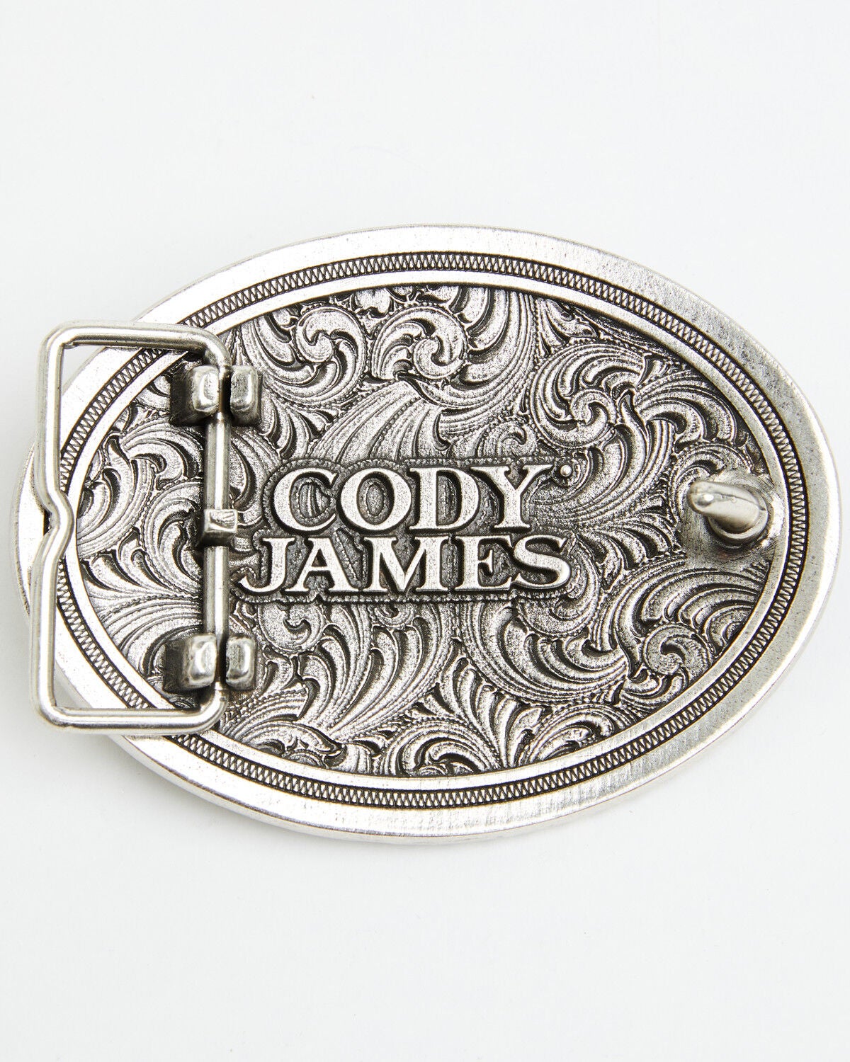 Image #2 - Cody James Men's Scroll Work Deer Belt Buckle, Silver, hi-res