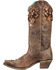 Image #4 - Corral Women's Tobacco Floral Overlay Embroidered Stud and Crystals Cowgirl Boots - Snip Toe, , hi-res